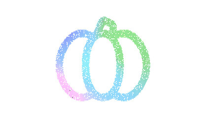 Icon pumpkin is made up of LED square shapes. There are bright diodes and there are black dead diodes