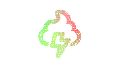 Icon poo storm is made up of LED square shapes. There are bright diodes and there are black dead diodes