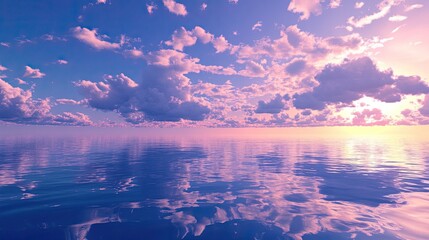 Serene Sunset Over Calm Ocean Waters Peaceful Sky