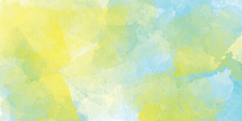 Obraz premium Colorful watercolor background with painted sunset sky colors of pink blue purple green and yellow, colorful watercolor background