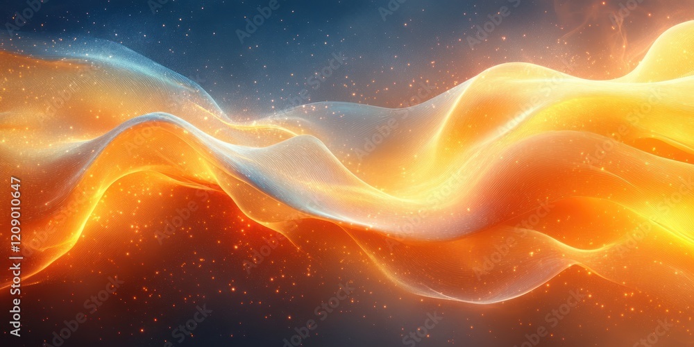 Aufkleber flowing light waves and abstract digital art with bright colors and vibrant depth in diagonal compos