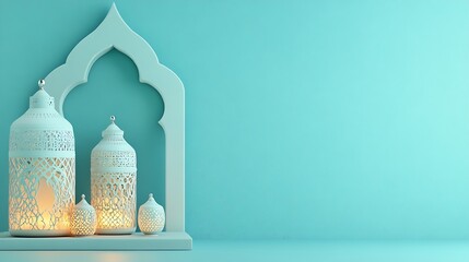 Elegant Lanterns Illuminate Festive Islamic Archway