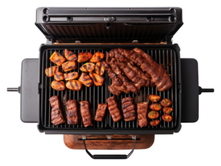 PNG Bbq top view grilling meat food.