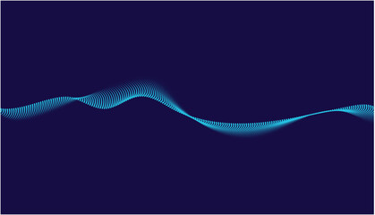 Smooth flowing wave dots halftone lines dynamic blue gradient isolated on transparent background concept of technology, digital, communication, science, music vector illustration