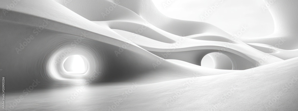 Aufkleber abstract minimalist design with flowing curves and soft ambient lighting