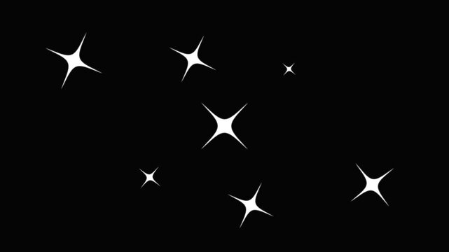 Blinking stars animation. Shimmering lights decor pattern white cartoon 4K video, alpha channel. Night starry skies with twinkling or blinking stars motion background