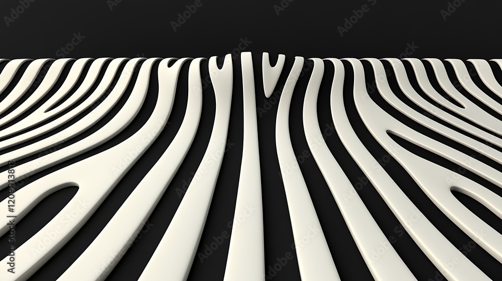 Poster abstract black and white wavy lines creating depth and texture in modern art conceptual background