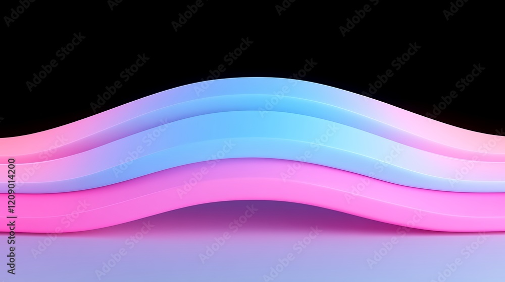 Poster abstract colorful waves in pink and blue against black background for modern design and art concepts