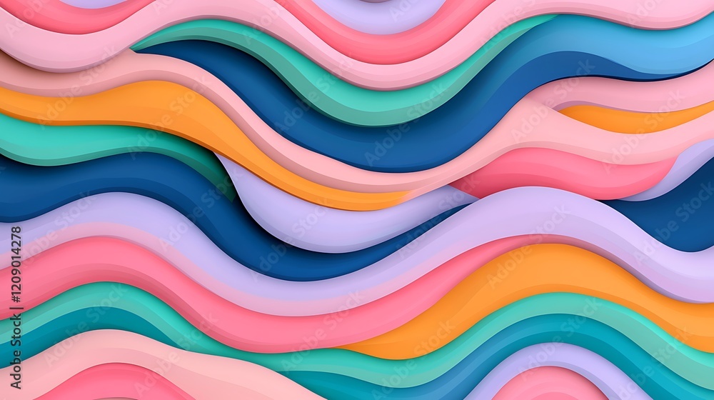 Poster abstract colorful waves pattern in pastel tones suitable for modern art backgrounds and design proje