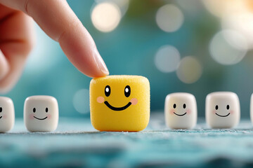 Ai generate joyful emotions with smiley cubes creative play fun environment close-up viewpoint
