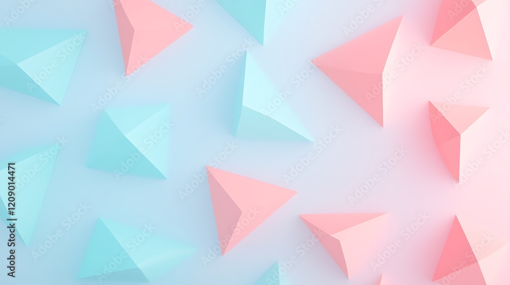 Poster Abstract composition of pastel colored geometric shapes in a harmonious arrangement on a soft background
