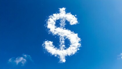 青空に浮かぶ雲で描かれたドルマーク