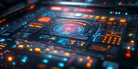 Futuristic digital interface panel.