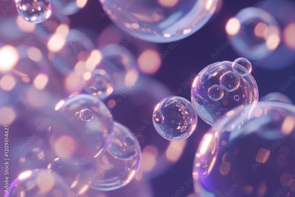 Aufkleber endless layers of transparent spheres floating in a dreamy atmosphere with soft lights and vibrant c