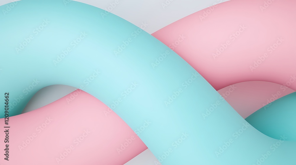 Aufkleber abstract curved shapes in soft pink and blue tones creating a modern visual composition for creative