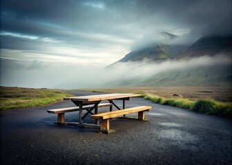 Obraz premium Icelandic Summer Fog: Moody N1 Ring Road Landscape Photography