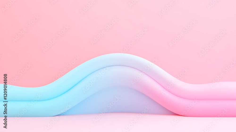 Aufkleber abstract design of soft curved forms in blue and pink on a gradient background for modern artistic p