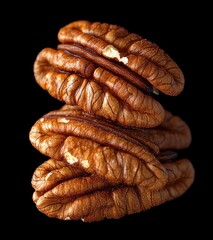 Pecan Nuts Close-Up Organic Dark Background Healthy Snack Macro Food Concept