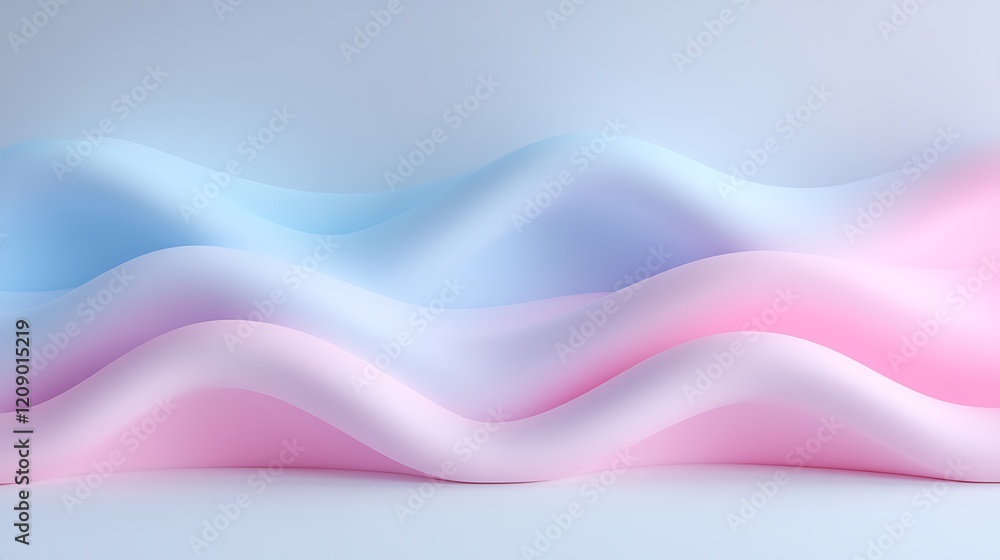 Aufkleber abstract flowing waves in soft pastel blue and pink colors creating a serene background for design p
