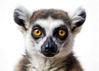 Obraz premium Lemur Portrait, White Background, High Depth of Field, Studio Photography, Wildlife Photo