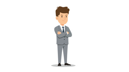 Confident Businessman Standing with Arms Crossed Illustration