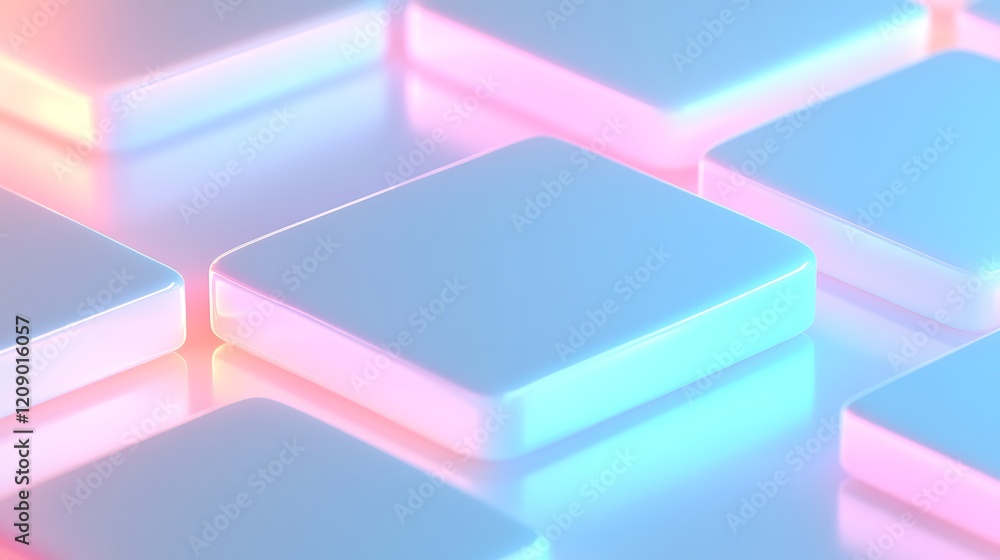Poster abstract illuminated geometric shapes with soft gradients in pastel colors for digital backgrounds a