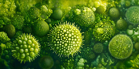 Obraz premium A close-up, abstract depiction of a virus, as a scientific yet artistic, blending realism with abstraction