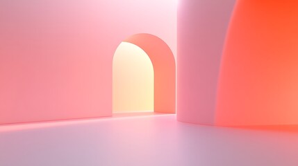 Fototapeta premium Abstract pastel interior with arches and soft lighting creating a serene and modern atmosphere in minimal design