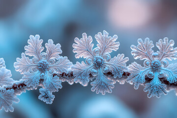 A stunning close up view of delicate snowflakes designed as a wallpaper banner