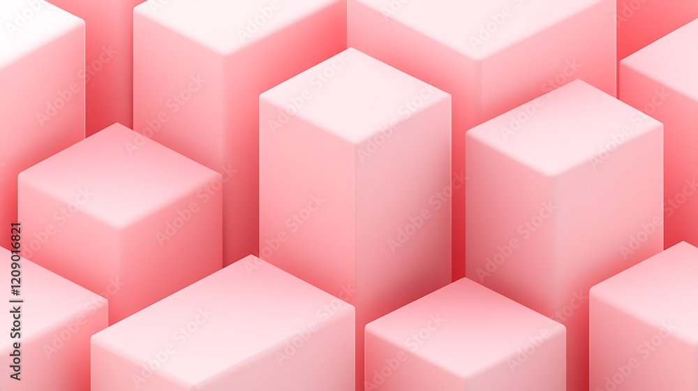 Poster abstract pink cubes background with soft shadows for modern design and creative projects