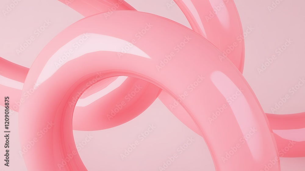 Poster abstract pink curved tubes twisting and intertwining in a minimalist aesthetic displaying smooth sur