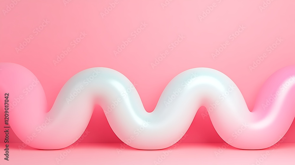 Poster abstract shapes in pink background featuring smooth curvy elements for modern design or art project