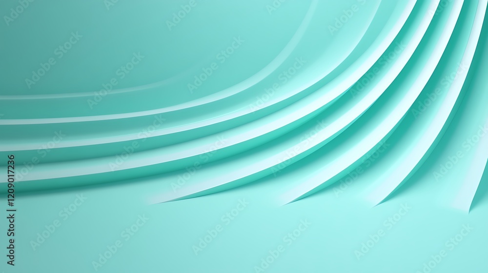 Poster abstract soft curves and lines with gentle turquoise background for modern design and creative proje