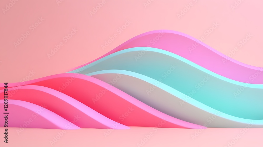 Poster abstract waves in soft pastel colors creating a calm and serene background for creative projects