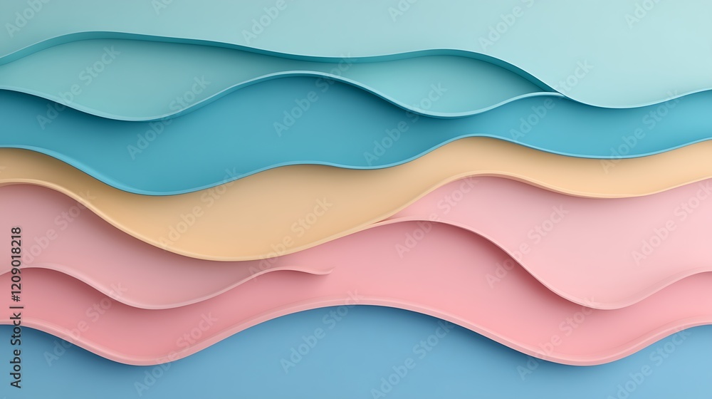 Poster abstract waves of soft colors in flowing patterns for backgrounds and designs