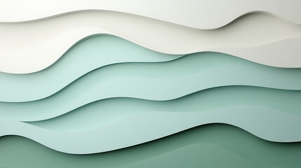Fototapeta premium Abstract Waves of Soft Mint and Cream Colors Creating a Serene and Tranquil Background for Your Design Projects