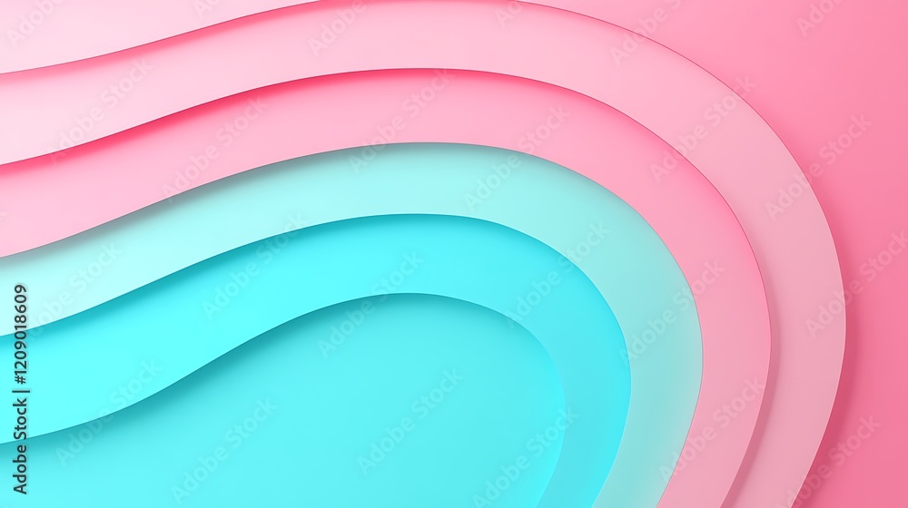 Poster abstract wavy background with layers of soft pink and aqua colors for modern design projects