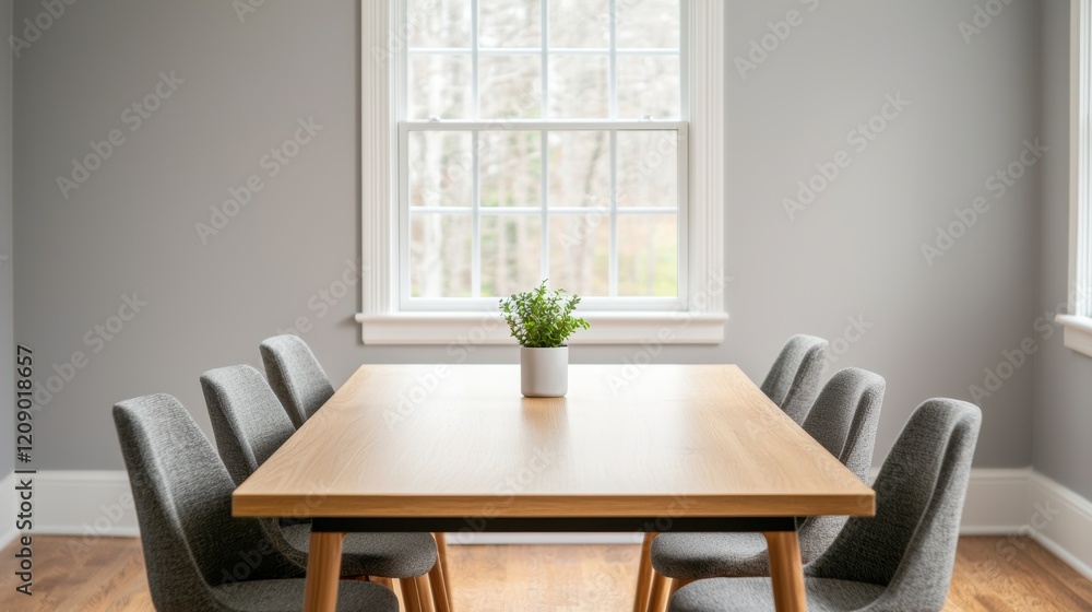 Poster modern meeting room with empty table and chairs creating a distraction-free environment