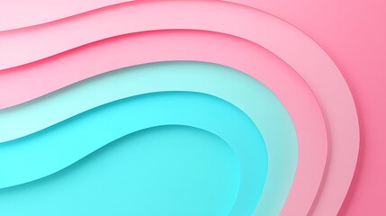 Abstract Wavy Background with Layers of Soft Pink and Aqua Colors for Modern Design Projects