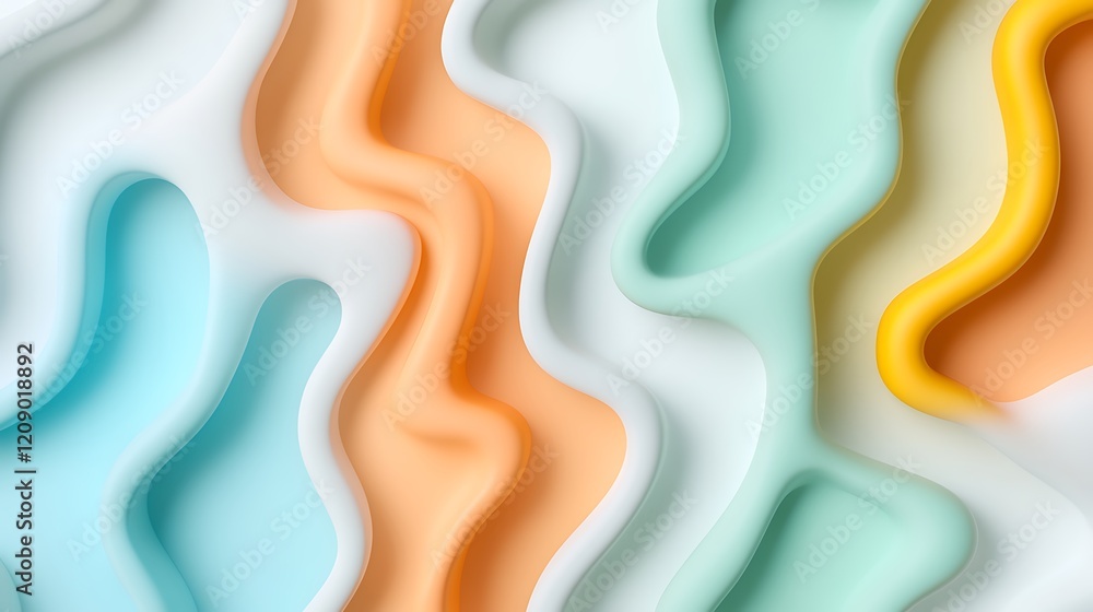 Poster abstract wavy fluid textures in soft pastel colors creating depth and movement for modern design pro