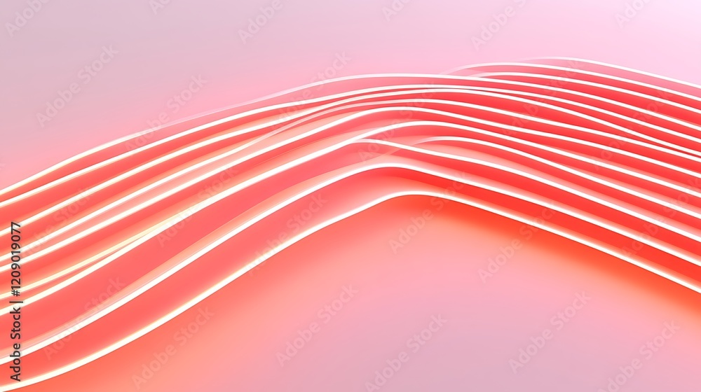 Poster abstract wavy lines with soft pink and white hues on a subtle gradient background for modern designs