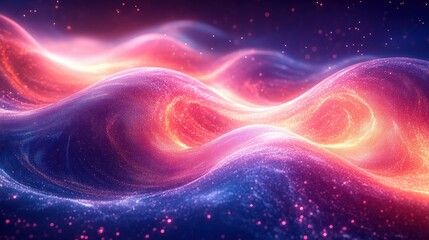 Fototapeta premium Futuristic Cyberpunk Digital Landscape with Neon Light Ribbons and Abstract Data Flow in 3D Representation