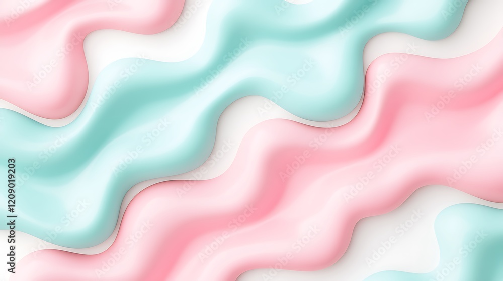Poster abstract wavy patterns in soft pastel colors of pink and blue on light background for modern design 