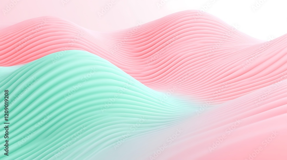 Aufkleber abstract wavy patterns in soft pink and mint colors designed for backgrounds and textures in modern 