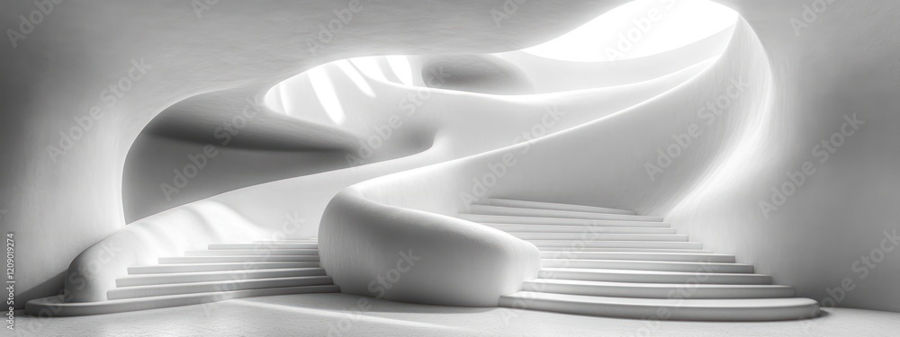 Aufkleber modern minimalistic architectural space with soft lighting and curved designs