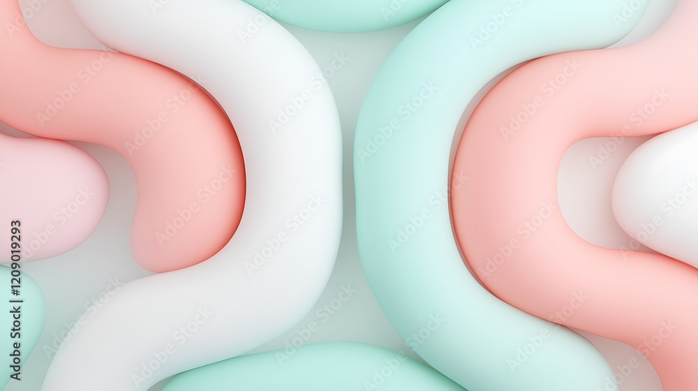 Poster Abstract Wavy Shapes in Soft Pastel Colors Creating a Modern Textural Background for Design Projects
