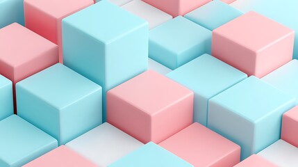Fototapeta premium Colorful 3D Cubes Composition in Pastel Shades of Pink and Blue for Abstract Background Design