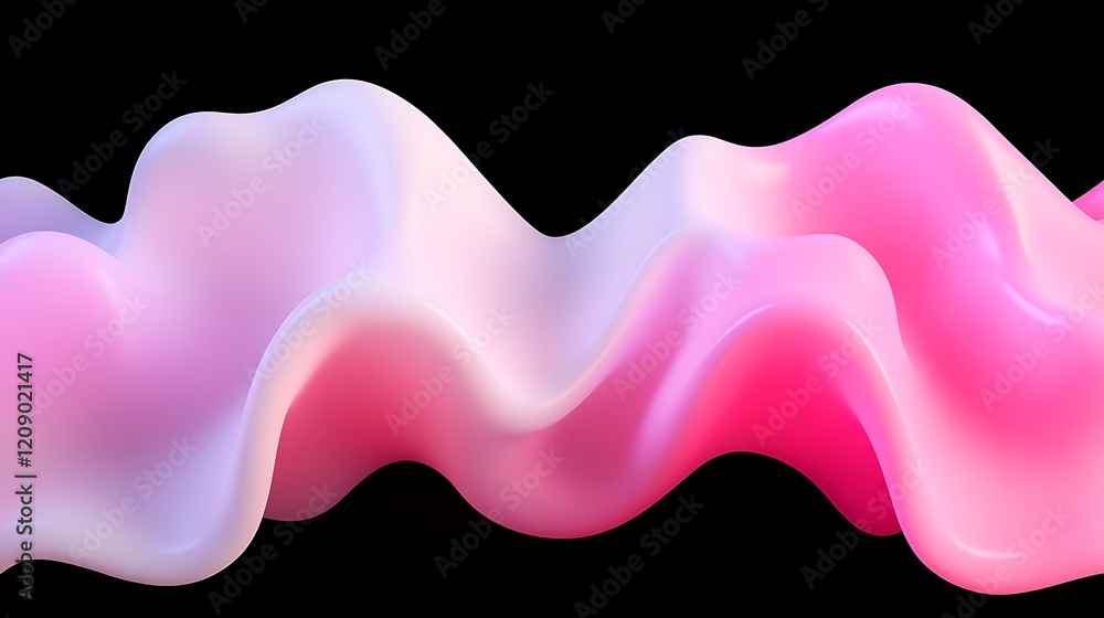 Poster colorful abstract wave pattern with smooth curves and soft light on black background for creative de