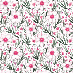 Beautiful floral pattern featuring delicate pink and white flowers on a light background