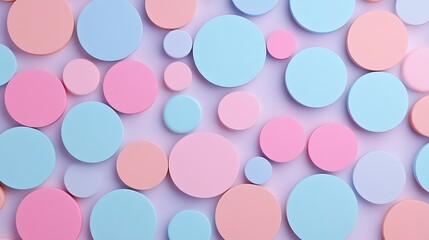 Colorful Circles in Pastel Shades Arranged Randomly on a Light Background for Creative Design and Decoration